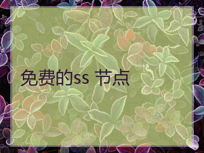 免费的ss 节点