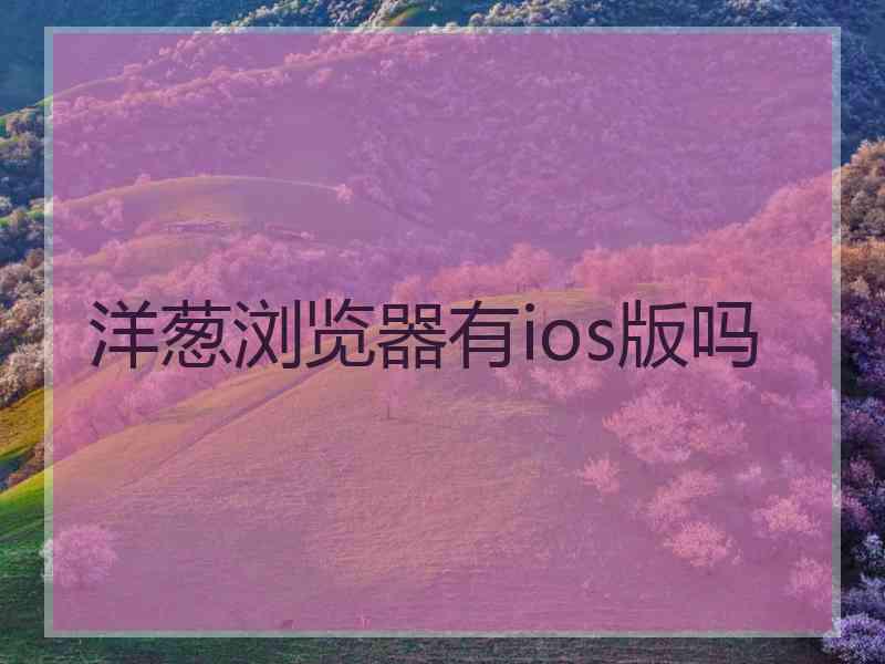 洋葱浏览器有ios版吗