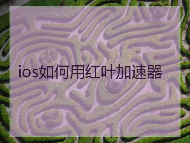 ios如何用红叶加速器